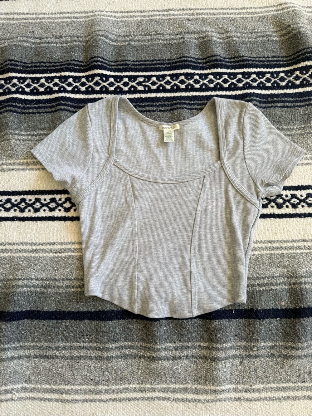 Bozzolo Light Gray Scoop Crop Top Size Medium